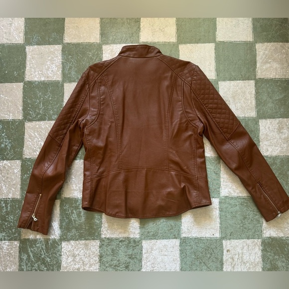 Guess Y2K Brown Quilted Leather Jacket Size Large - Picture 5 of 7